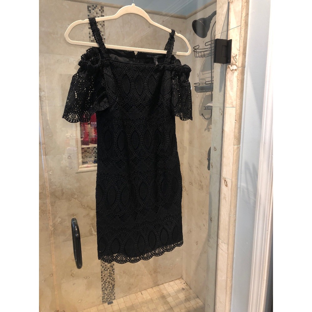 NEW White House Black Market cold shoulder Crochet lace sheath dress, XS 2